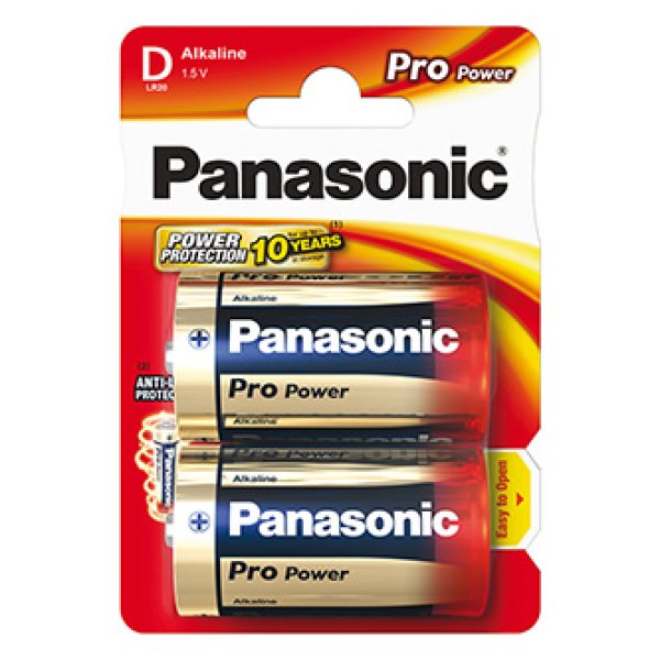 PANASONIC Alkalické baterie Pro Power LR20PPG/2BP D 1,5V (Blistr 2ks)