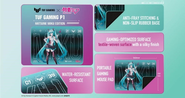 ASUS podložka pod myš TUF GAMING P1 Hatsune Miku Edition, 260x360x2mm, textil