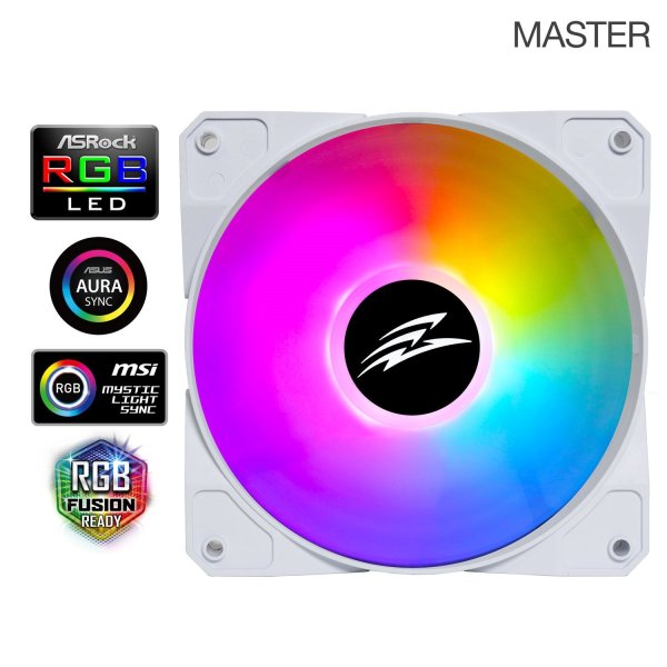 EVOLVEO 12FMW ventilátor 120mm, ARGB ring, bílý rám, master
