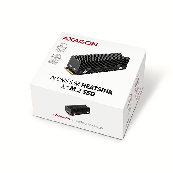 AXAGON CLR-M2XT, hliníkový pasivní chladič pro jedno i oboustranný M.2 SSD disk, výška 20 mm