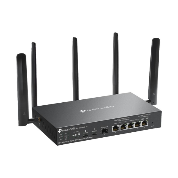 TP-Link ER706WP-4G OMADA VPN 4G+Cat6 router (AX3000,1xSFP WAN/LAN,1xGbEWAN,4xGbELAN/WAN,4xPoE+,45W,2xnanoSIM)