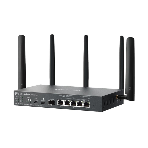 TP-Link ER706WP-4G OMADA VPN 4G+Cat6 router (AX3000,1xSFP WAN/LAN,1xGbEWAN,4xGbELAN/WAN,4xPoE+,45W,2xnanoSIM)