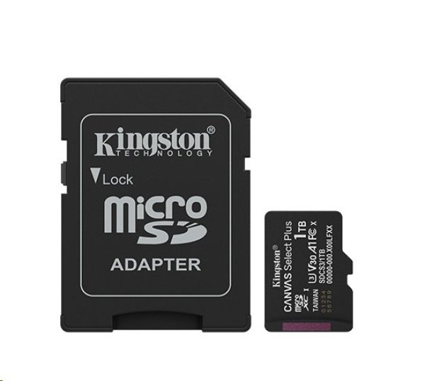 Kingston MicroSDXC karta 1TB Canvas Select Plus, U3, V30, A1, SD Adaptér