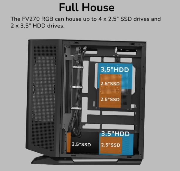 COUGAR PC skříň FV270 White Mid tower tempered curved glass perimeter quick detachable air filters up to 9 fans