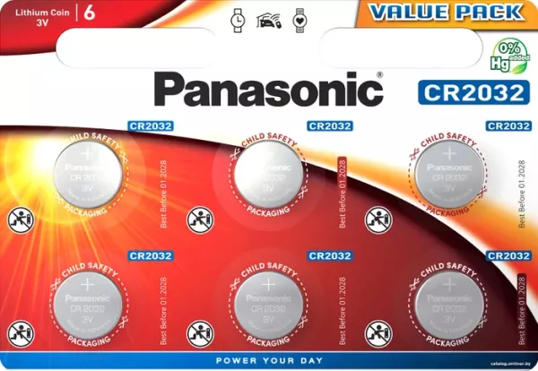 PANASONIC Lithiová baterie (knoflíková) CR-2032EL/6BP 3V (Blistr 6ks)