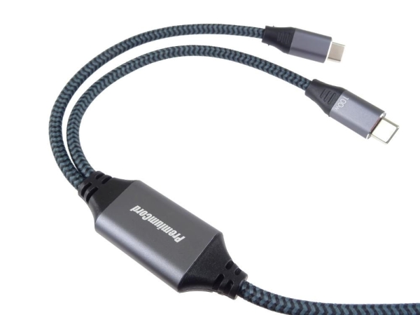 PREMIUMCORD Nabíjecí kabel USB-C, 2xUSB-C na USB-C, 100W, 1m, černá