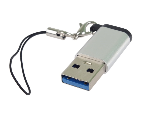PremiumCord Adaptér USB-C na USB-A 3.0, stříbrná s očkem na zavěšení