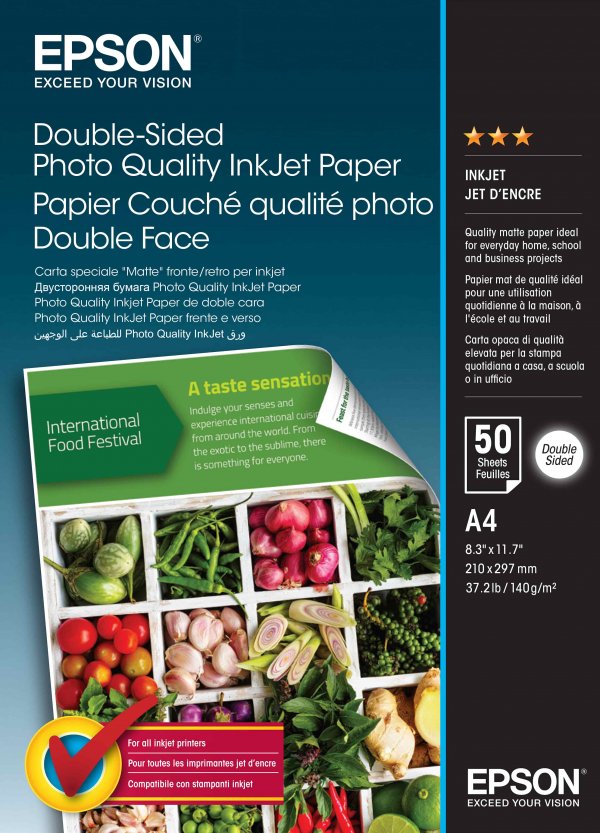 EPSON Paper A4 - Double-Sided Photo Quality Inkjet Paper A4 50 Sheets