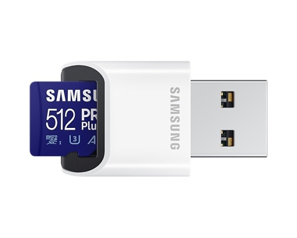 Samsung/micro SDXC/512GB/180MBps/USB 3.0/USB-A/Class 10/+ Adaptér/Modrá