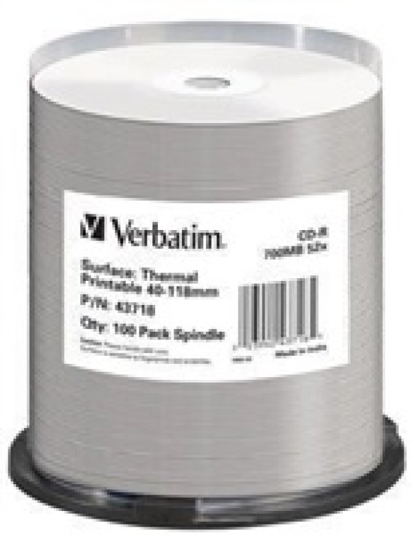 VERBATIM CD-R(100-Pack)Spindle/AZO/52x/700MB/Thermal Printable No ID Brand?v=1757799610