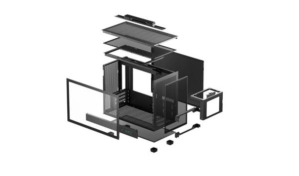 DEEPCOOL Case CH160 PLUS, mATX, Průhledná bočnice, černá