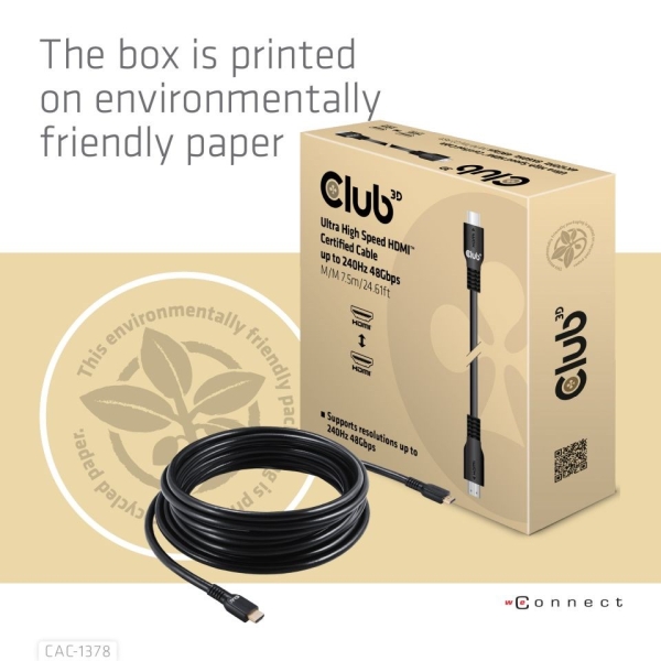 Club3D Kabel HDMI, Ultra Rychlý HDMI™ Certifikovaný Cable, 4K120Hz/ 8K60Hz, 7.5m