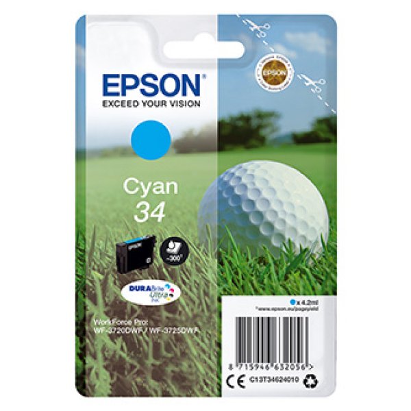 Náplň Epson 34, C13T34624020 azurová blistr
