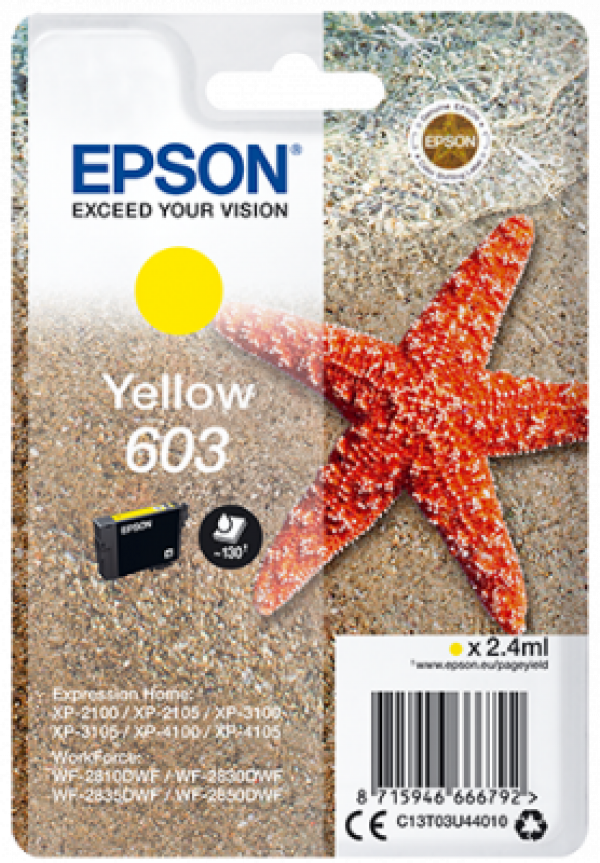Náplň EPSON 603, C13T03U44010 žlutá (2,4 ml, 130 stran)