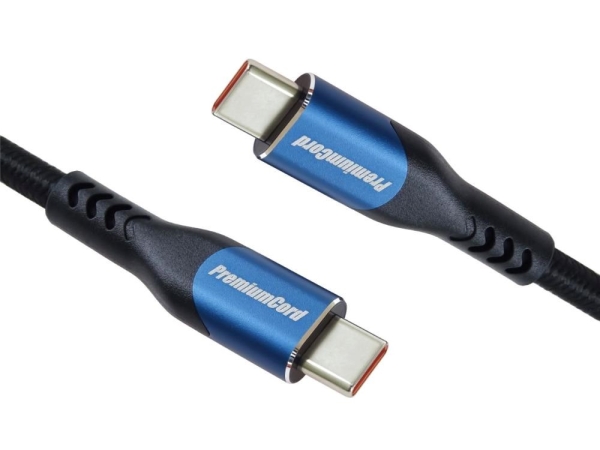 PremiumCord USB-C kabel ( USB 3.2 GEN 2x2, 5A, 100W, 20Gbit/s ) 2m, bavlněný oplet