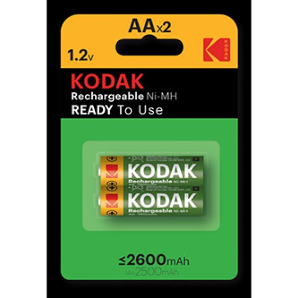 Baterie nabíjecí Ni-MH, tužková, AA, 1.2V, Kodak, blistr, 2-pack, KOD-REC003, 2600 mAh?v=1755898805