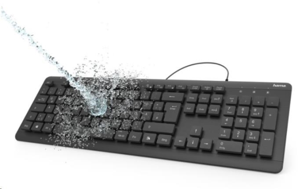 Hama voděodolná klávesnice KC-600, kabelová, černá