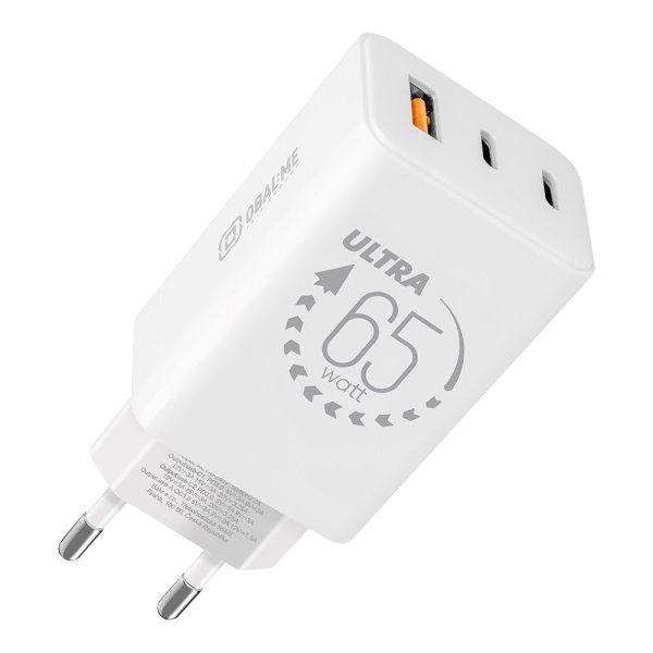 OBAL:ME GaN Cestovní Nabíječka USB-A + 2xUSB-C 65W White?v=1750276804