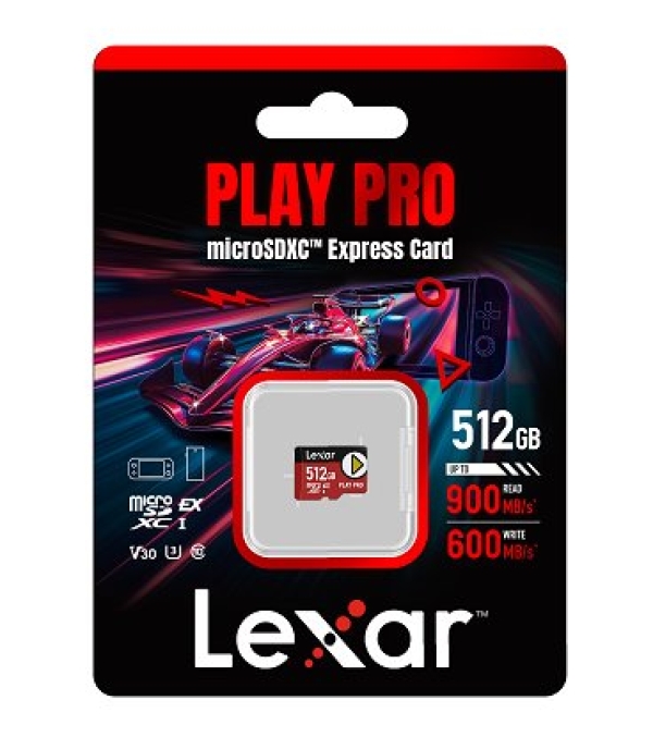 Lexar paměťová karta 512GB PLAY PRO microSDXC™ Express 7, čtení/zápis 900/600 MB/s 