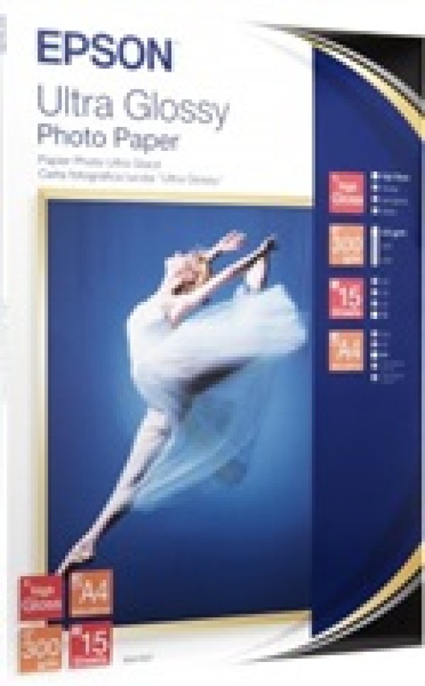 Epson Ultra Glossy Photo Paper, foto papír, lesklý, bílý, R200, R300, R800, RX425, RX500, A4, 300 g/m2, 15 ks, C13S041927, inkoust?v=1750276804