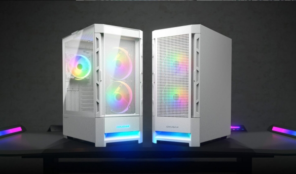 COUGAR PC skříň DUOFACE Pro White Mid Tower Airflow Front Panel TG Left Panel 2 x ARGB 140mm & 1x 120mm Fans