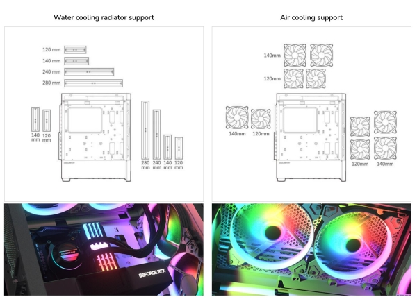 COUGAR PC skříň DUOFACE Pro White Mid Tower Airflow Front Panel TG Left Panel 2 x ARGB 140mm & 1x 120mm Fans