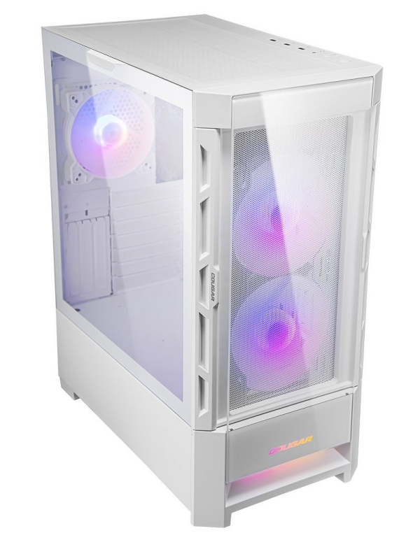 COUGAR PC skříň DUOFACE Pro White Mid Tower Airflow Front Panel TG Left Panel 2 x ARGB 140mm & 1x 120mm Fans