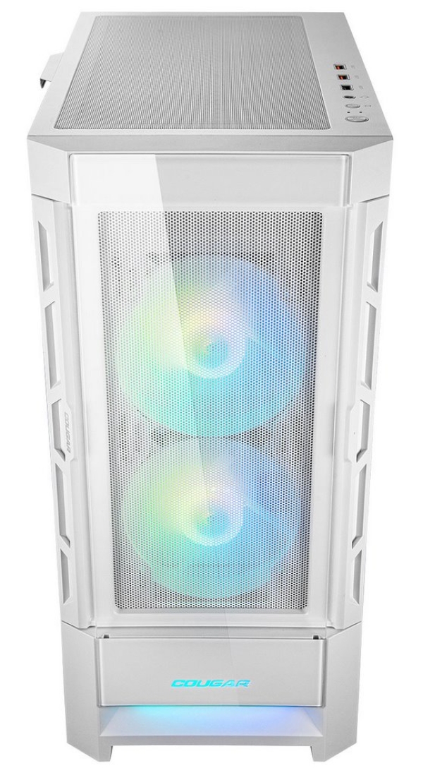 COUGAR PC skříň DUOFACE Pro White Mid Tower Airflow Front Panel TG Left Panel 2 x ARGB 140mm & 1x 120mm Fans