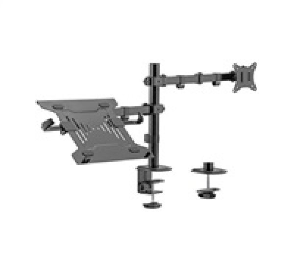 GEMBIRD Držák 3 monitorů na stůl s podstavcem pro notebook MA-DA-03, naklápěcí, až do 32” a 9kg, černý?v=1750226402