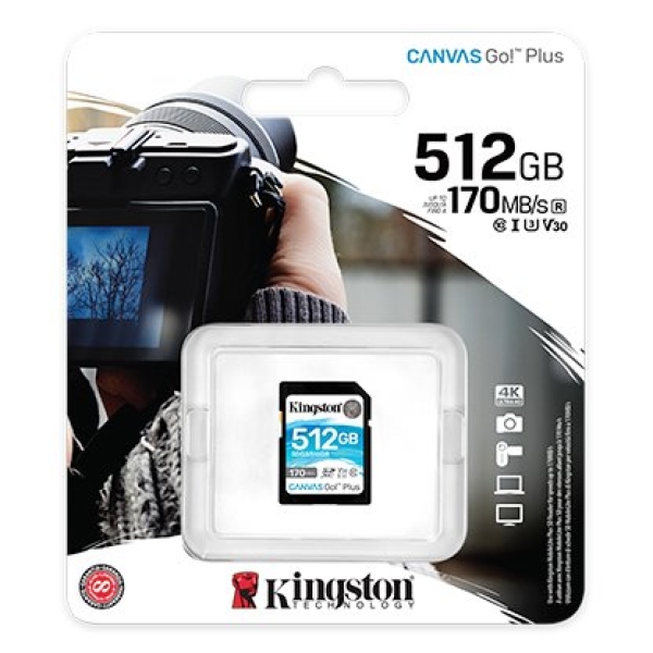 Kingston Canvas Go Plus/SDXC/512GB/170MBps/UHS-I U3 / Class 10
