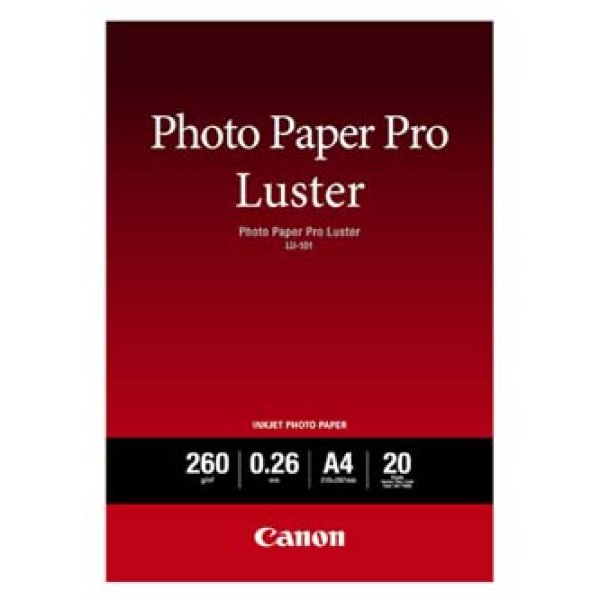Canon Photo Paper Pro Luster LU-101 - Třpytivý - 260 mikronů - A4 (210 x 297 mm) - 260 g/m2 - 20 listy fotografický papír - pro PIXMA PRO-1, PRO-10, PRO-100, TS7450i