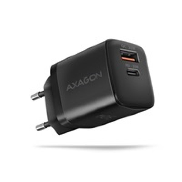 AXAGON ACU-PQ30 Sil nabíječka do sítě 30W, 2x port (USB-A + USB-C), PD3.0/PPS/QC4+/AFC/Apple, černá
