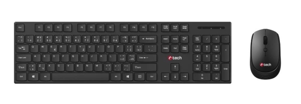 Klávesnice C-TECH WLKMC-03, bezdrátový combo set s myší, černý, USB, CZ/SK