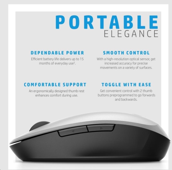 HP wireless mouse/dual-mode/silver