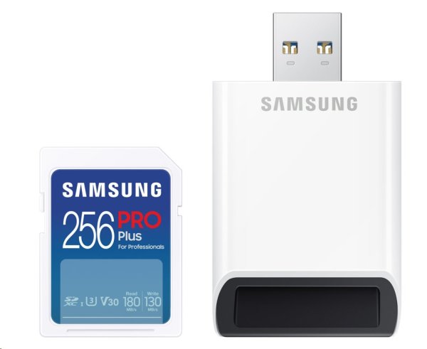 Samsung/SDXC/256GB/180MBps/USB 3.0/USB-A/Class 10/+ Adaptér/Modrá