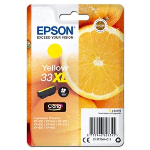 Náplň EPSON C13T33644012, T33XL žlutá (8,9 ml)