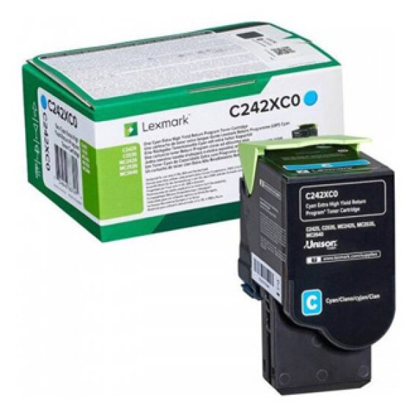 Toner LEXMARK C242XC0 azurový (3 500 stran)