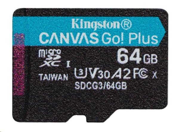 Kingston paměťová karta 64GB microSDXC Canvas Go Plus Gen4 C10 UHS-I U3