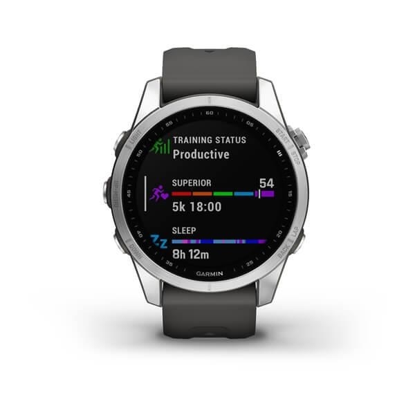 Garmin fenix 7s Glass, Silver/ Graphite Silicone Band, EU