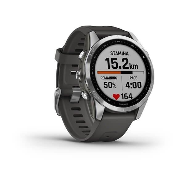 Garmin fenix 7s Glass, Silver/ Graphite Silicone Band, EU