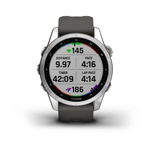 Garmin fenix 7s Glass, Silver/ Graphite Silicone Band, EU