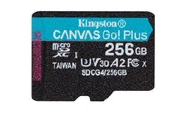 Kingston paměťová karta 256GB microSDXC Canvas Go Plus Gen4 A2 U3 V30 Card + ADP