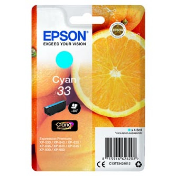 Náplň EPSON C13T33424012 azurová (4,5 ml)