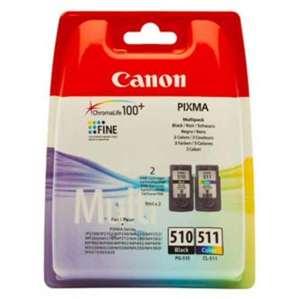Náplň CANON PG-510 + CL-511, 2970B010 černá + barevná