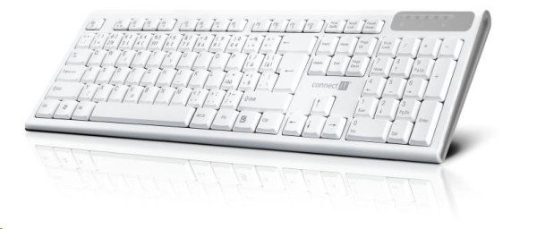 CONNECT IT Multimediální bezdrátová klávesnice, (+2x AAA baterie zdarma), CZ + SK verze, bílá