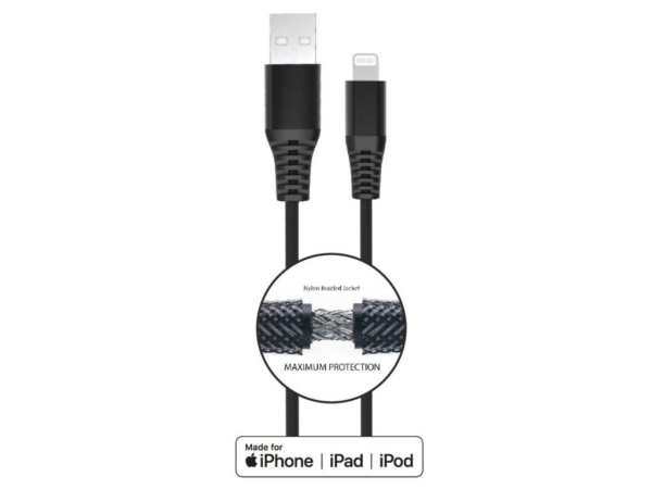 WG - Datový kabel Lightning MFi na USB-A, 20 cm, 2.4A, černá