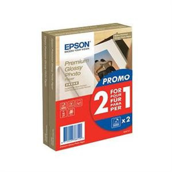 Epson Premium Glossy Photo Paper, foto papír, promo 1+1 zdarma typ lesklý, bílý, 10x15cm, 4x6", 255 g/m2, 2x40 ks, C13S042167, ink