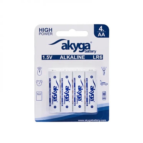 Akyga alkalická baterie AA LR6 Zn-MnO2, 1.5V/3050mAh, blister 4x