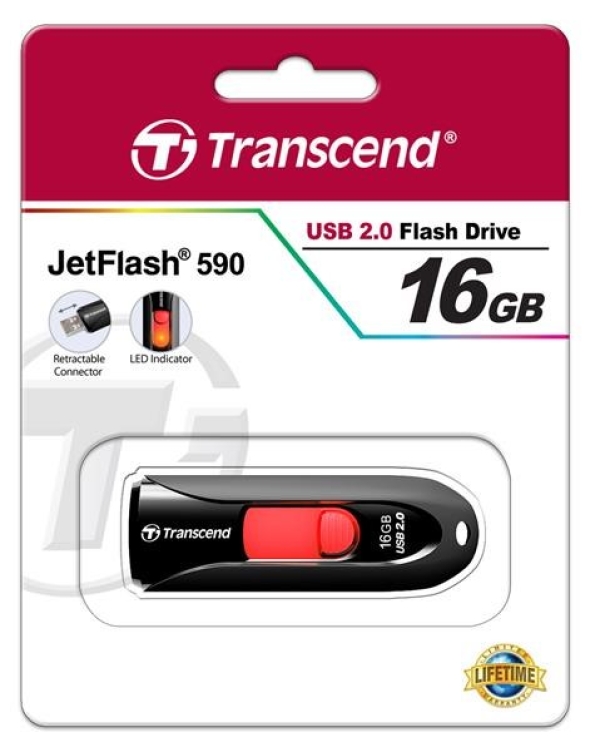 TRANSCEND Flash Disk 16GB JetFlash®590K, USB 2.0 (R:13/W:4 MB/s) černá