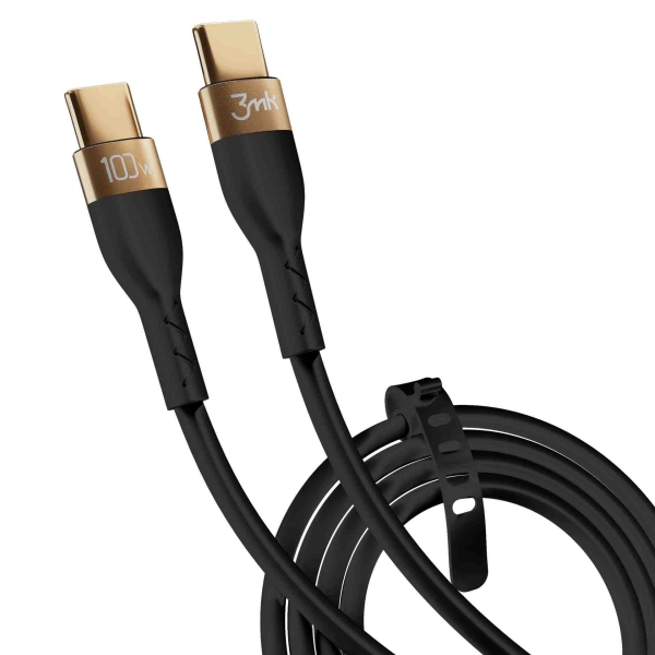 3mk datový kabel Hyper Silicone USB-C -> USB-C (PD), 100W 5A, 2 m, černá